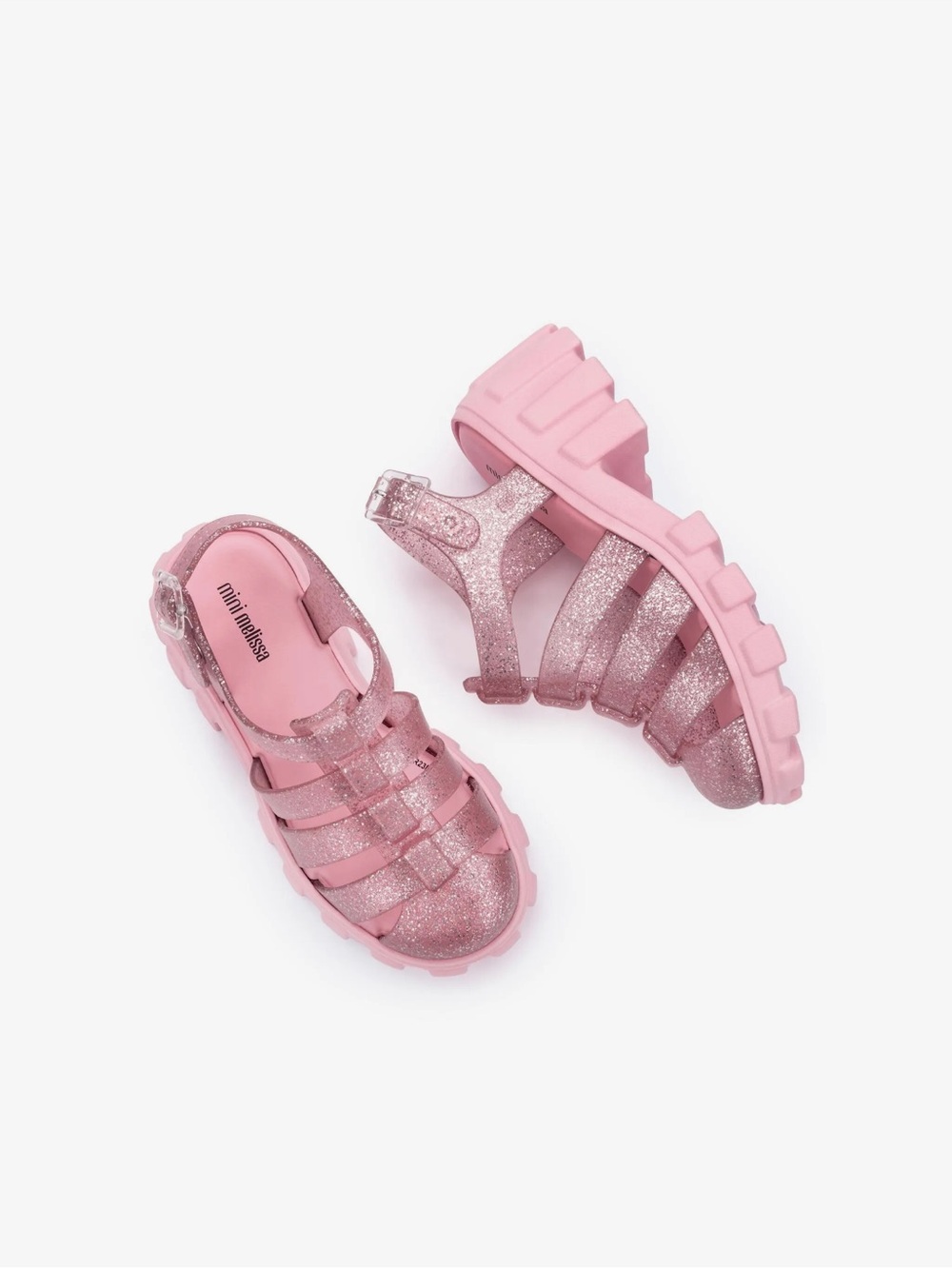 Mini Melissa Pink Glitter Chunky Jelly Sandals